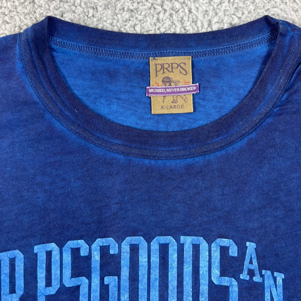 PRPS GOODS&CO Blue Graphic T Shirt "New York Japan Original Denim Brand" Mens XL - Picture 4 of 11